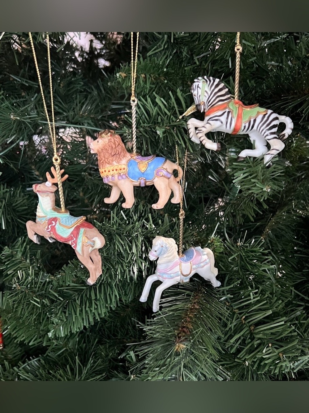 Lenox Christmas Carousel Animal Collection - Lion, Zebra, Reindeer and Horse